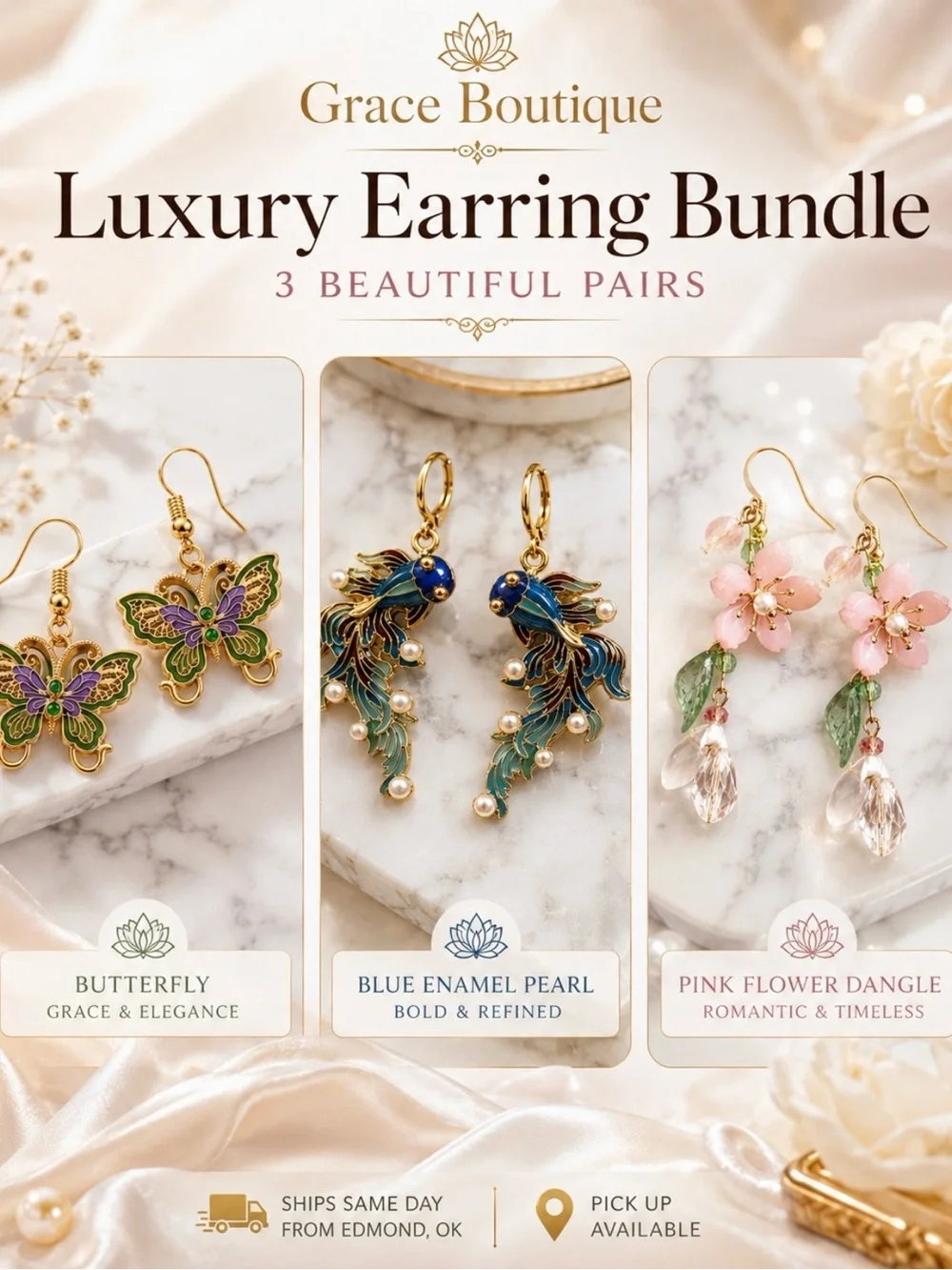 Gold and Multicolor 11-Pair Women’s Earring Bundle